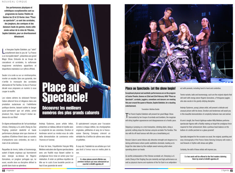 L'Agenda - Press Review of Place au Spectacle! 2013 with Sophie Edelstein Magic Show