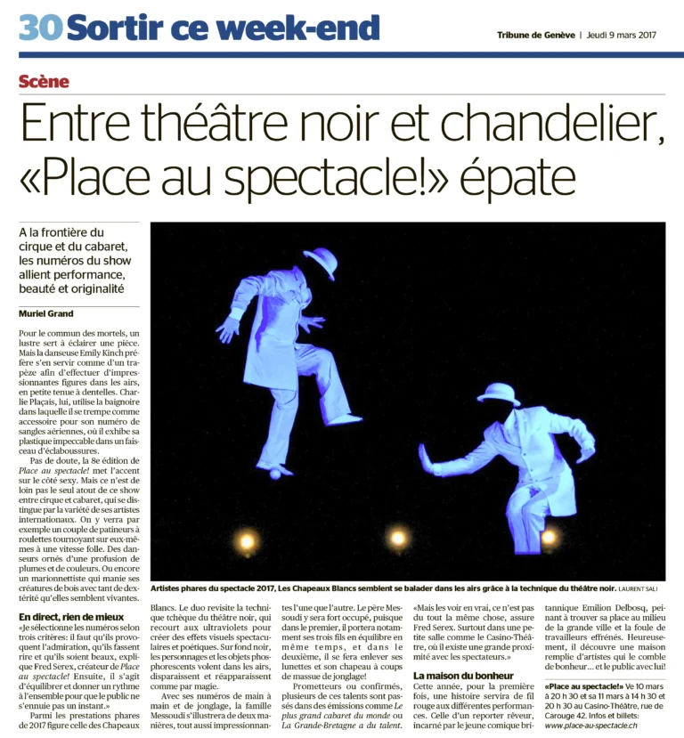 Tribune de Genève | 9 mars 2017 | Place au Spectacle!