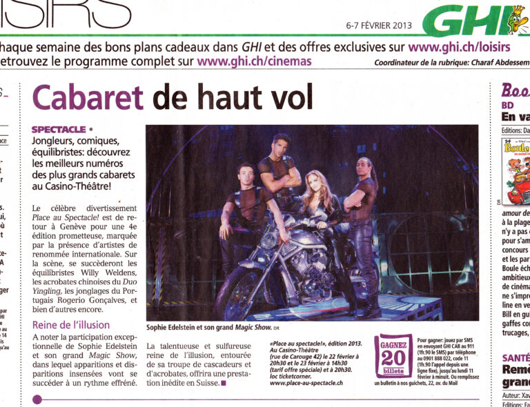 Lu pour vous dans la presse: Place au Spectacle! GHI 6 fév 2013